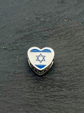 Pandora Israel Flag Heart Charm Sterling Silver Jewelry